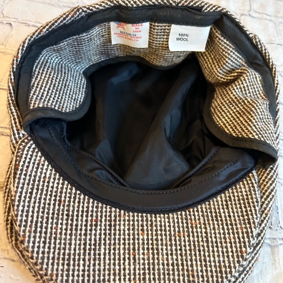 DORFMAN - PACIFIC VINTAGEGE BROWN TWEED MIX 100% WOOL EAR COVERAGE MENS CAP MED - Picture 9 of 9